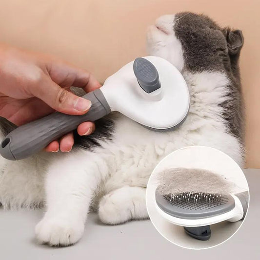 Self-Cleaning Pet Hair Removal Comb for Cats and Dogs - One-Button Slicker Brush