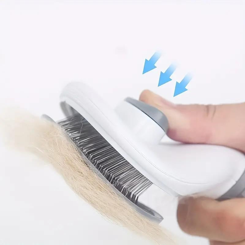 Self-Cleaning Pet Hair Removal Comb for Cats and Dogs - One-Button Slicker Brush