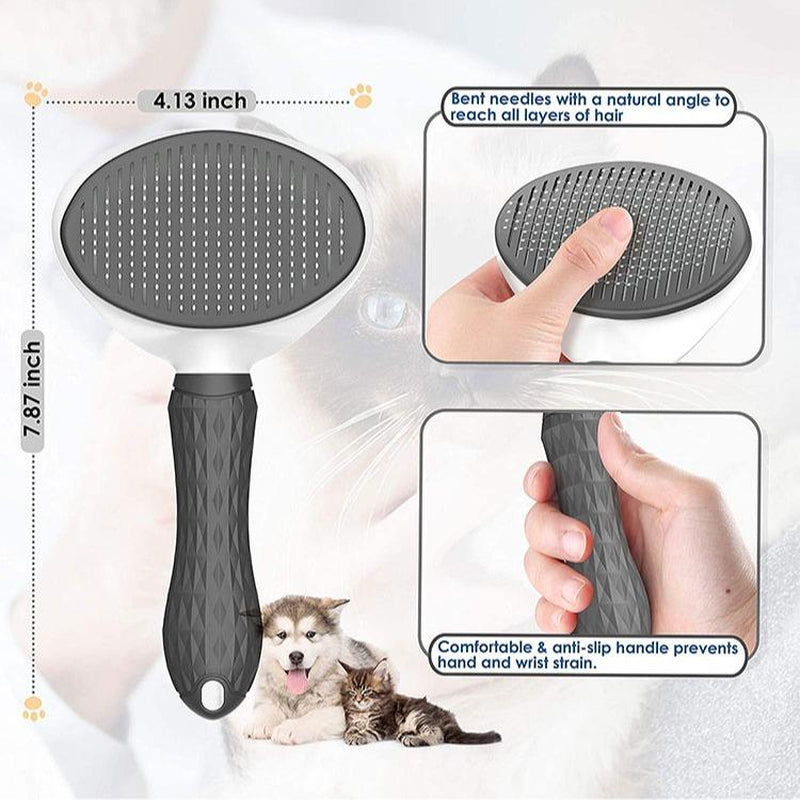 Self-Cleaning Pet Hair Removal Comb for Cats and Dogs - One-Button Slicker Brush