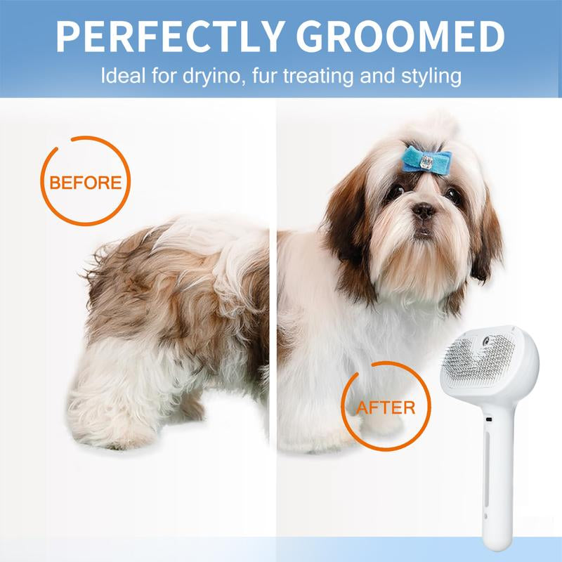 Ultimate Pet Hair Removal Comb - 2-in-1 Brush for Cats & Dogs with Shedding Button, Grooming & Massage Tool