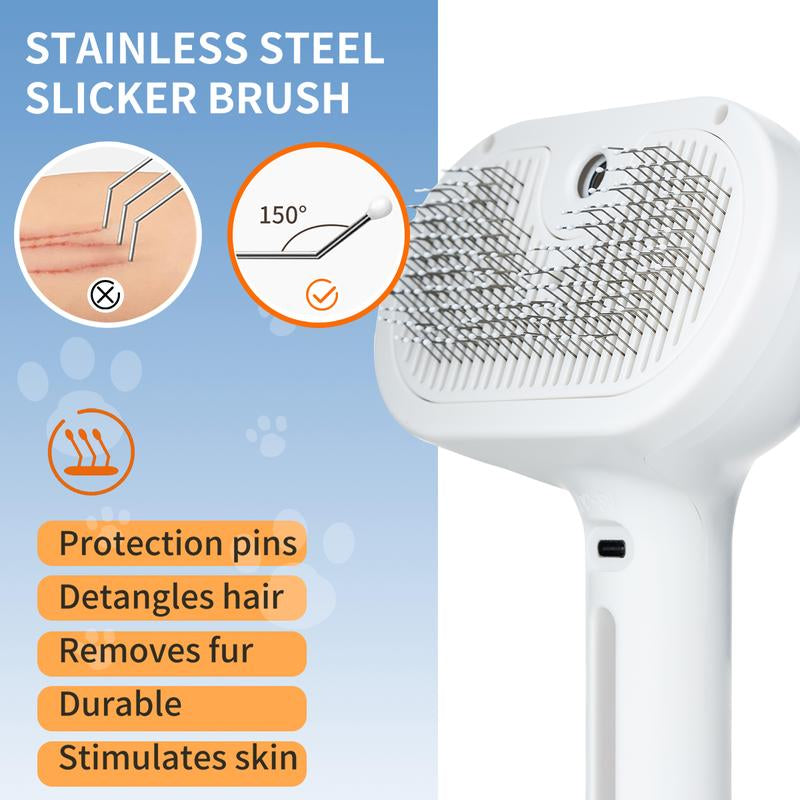 Ultimate Pet Hair Removal Comb - 2-in-1 Brush for Cats & Dogs with Shedding Button, Grooming & Massage Tool